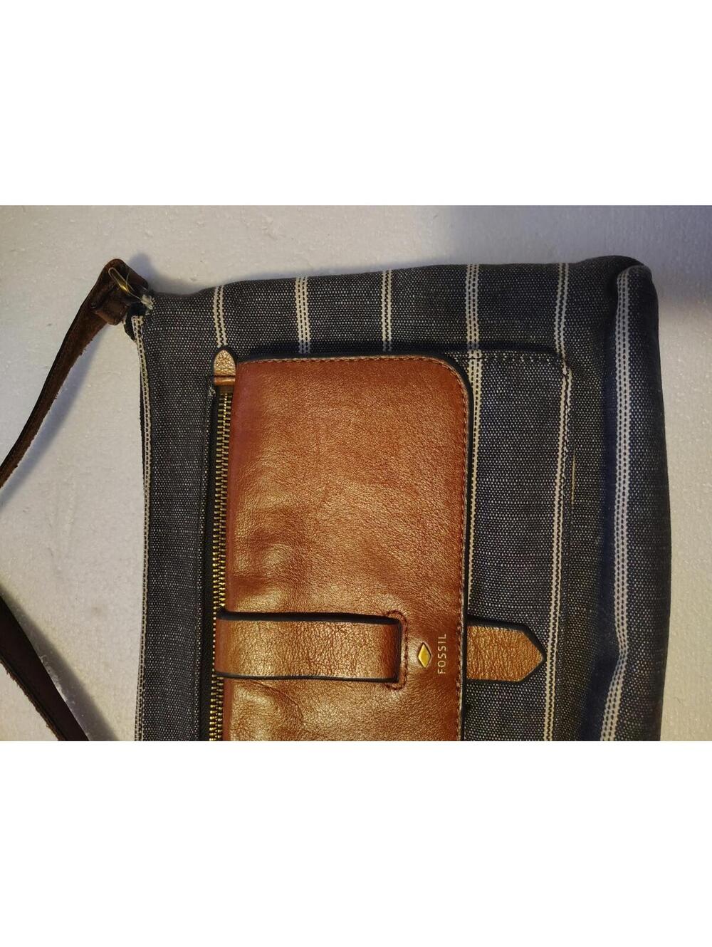 FOSSIL Kinley bohemian gray stripes Crossbody Bag womens - Picture 7 of 11